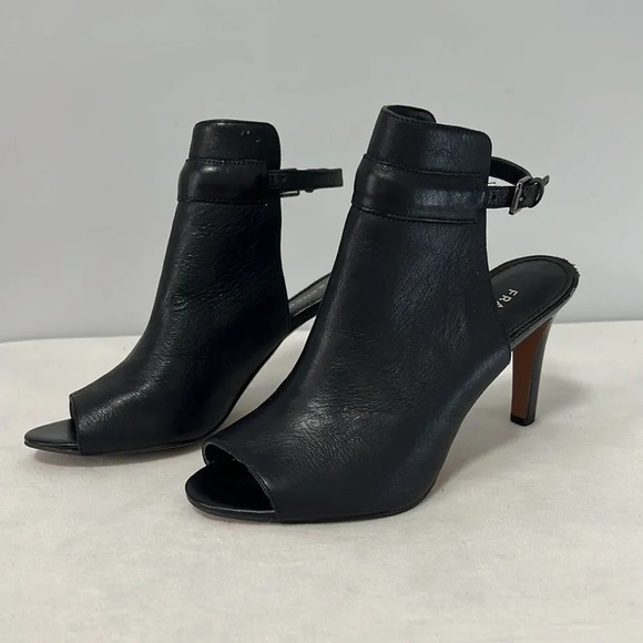 FRANCO SARTO SIZE 6 BLACK Leather Slingback Peek A Boo Toe Heeled - Picture 3 of 11